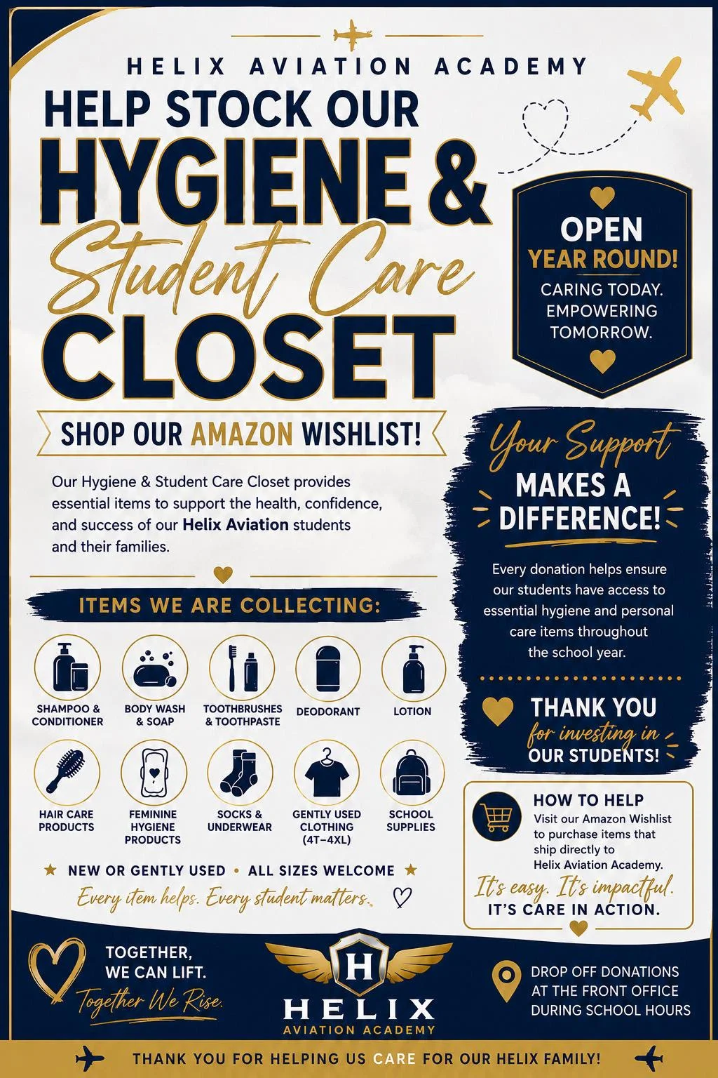 Flyer about HAA Hygiene Closet